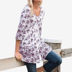 NWOT Ellos Tiered Floral 3/4 Sleeve Tunic